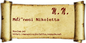 Ménesi Nikoletta névjegykártya